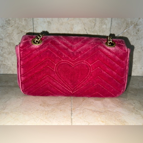 Gucci GG Marmont Velvet Small Bag โ Fuchsia Pink | COA - Picture 2 of 11